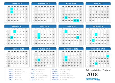 Calendario del 2018 | mundonets