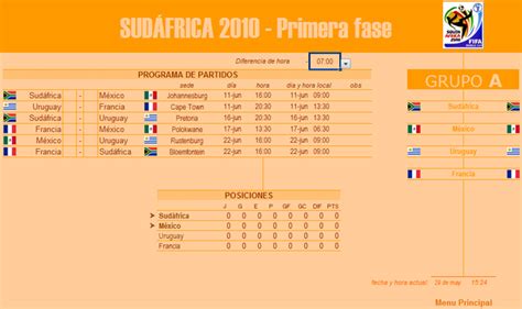 Calendario del Mundial Sudáfrica 2010 en Excel en El_Happy ...