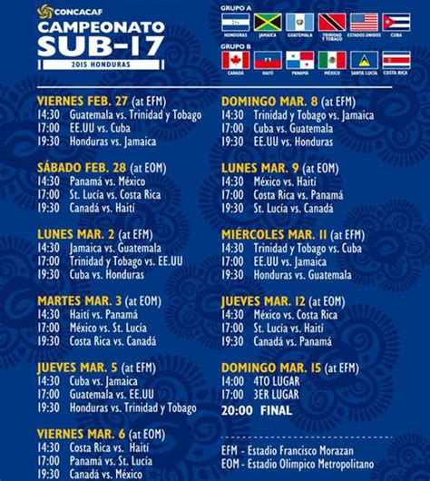 Calendario del Pre Mundial Sub 17 Honduras 2015Honduras ...