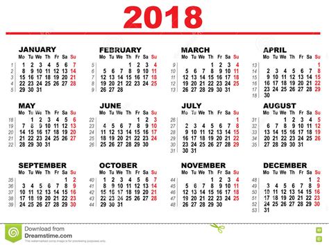 Calendario Di Griglia Per 2018 Illustrazione Vettoriale ...