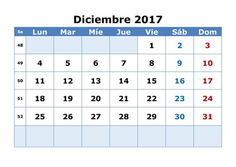 Calendario Diciembre 2017 para imprimir | Calendario 2018 ...