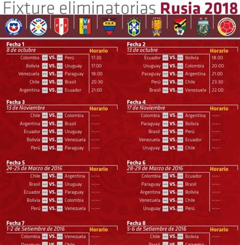 Calendario Eliminatorias Rusia 2018 Para Imprimir ...