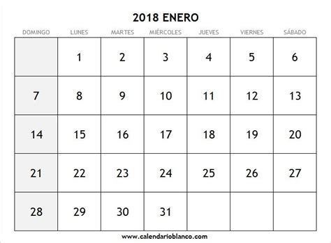Calendario en Blanco Enero 2018 | cd | Pinterest ...