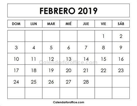 Calendario Enero 2019 Para Imprimir