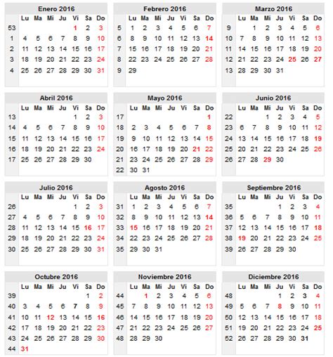 Calendario escolar 2016 para Chile