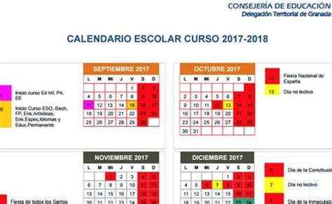 Calendario escolar 2017 18 en Andalucía: ¿Cuándo vuelven ...