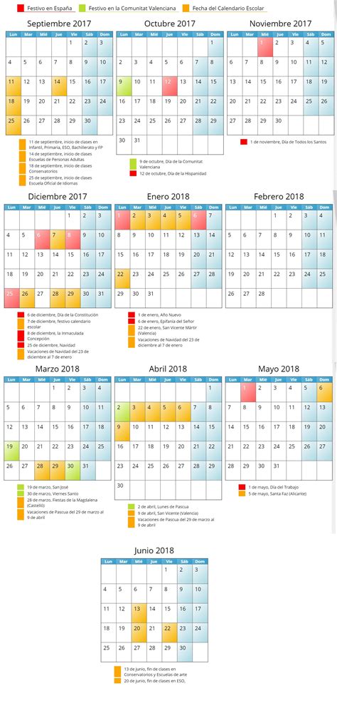 Calendario escolar 2017 2018 en la Comunitat Valenciana