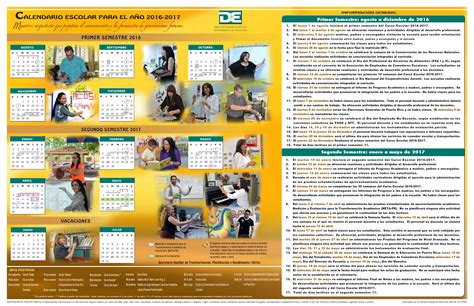 Calendario escolar de Puerto Rico para el año 2016 2017 ...