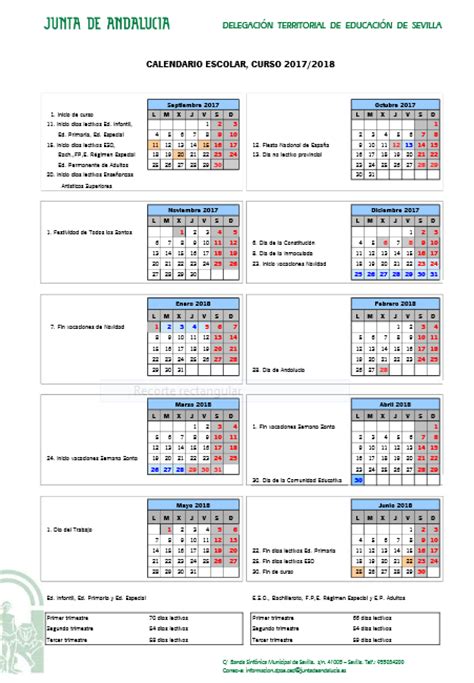 Calendario escolar Sevilla Curso 2017   2018   #papanoara