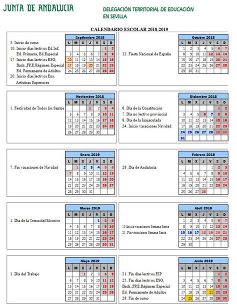 Calendario escolar Sevilla Curso 2018/2019.   #papanoara