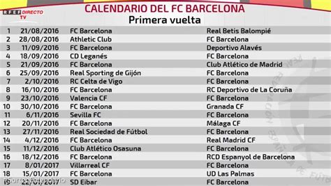 Calendario FC Barcelona LaLiga 2016 17