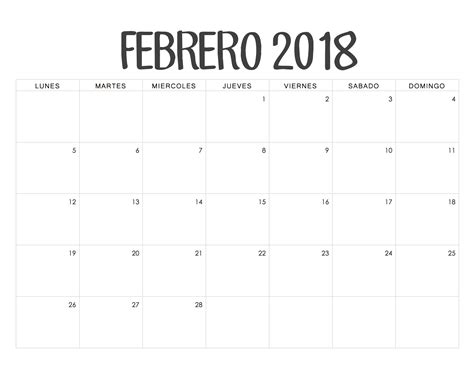 Calendario Febrero 2018 para imprimir | Calendario 2018 ...