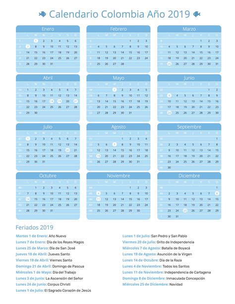 Calendario Festivos Colombia 2019   takvim kalender HD
