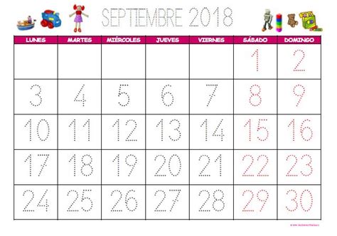 Calendario infantil punteado 2018