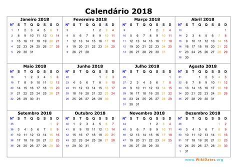 Calendário Janeiro 2018 | WikiDates.org