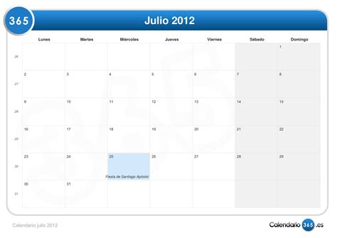 Calendario julio 2012