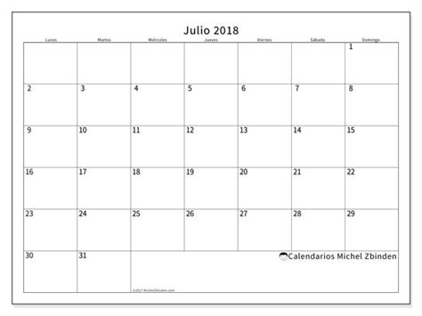 Calendario julio 2018  53LD