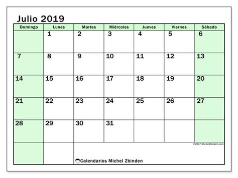 Calendario julio 2019  60DS