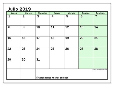 Calendario julio 2019  60LD