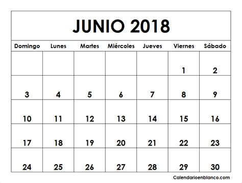 Calendario Junio 2018 Para imprimir | CALENDARIO ...