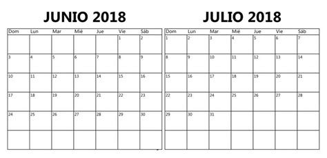 Calendario Junio 2018 para imprimir [PDF, Excel, Word ...