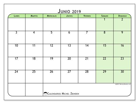 Calendario junio 2019  65LD