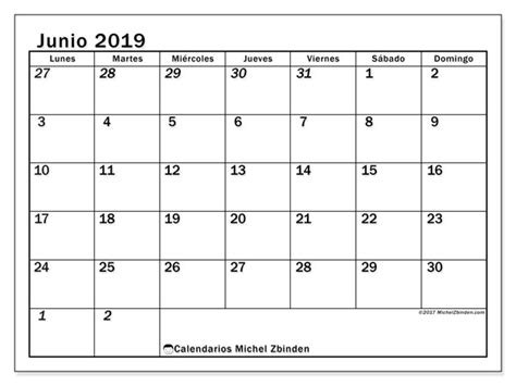 Calendario junio 2019  66LD