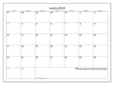 Calendario junio 2019  70LD