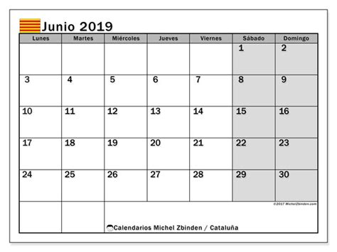Calendario junio 2019, Cataluña