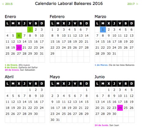 Calendario Laboral 2016   Islas Baleares   Blog de Opcionis
