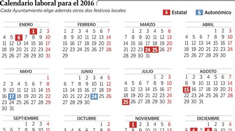 Calendario Laboral 2016: Semana Santa, Puentes Y Días ...