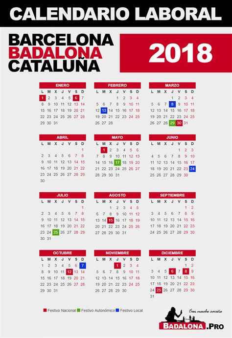 Calendario Laboral 2018   Badalona   Barcelona | Badalona
