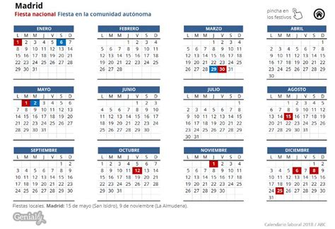 Calendario Laboral 2018: festivos y puentes del año que ...