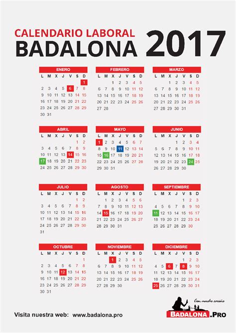 CALENDARIO LABORAL BADALONA – 2017 | Badalona