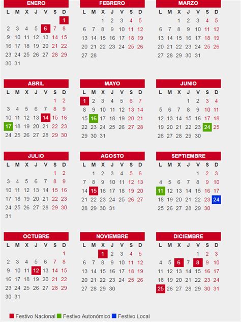 Calendario laboral de Barcelona 2017