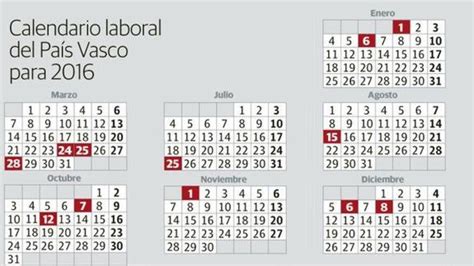 Calendario Laboral País Vasco   deFinanzas.com