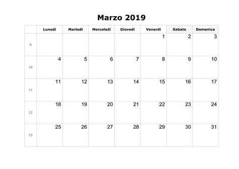 Calendario marzo 2019