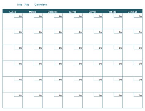 Calendario mensual en blanco   Office Templates