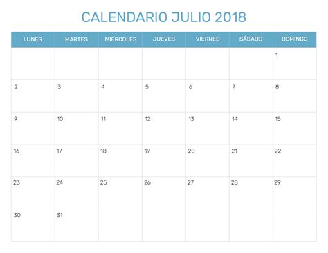 Calendario mensual para imprimir año 2018