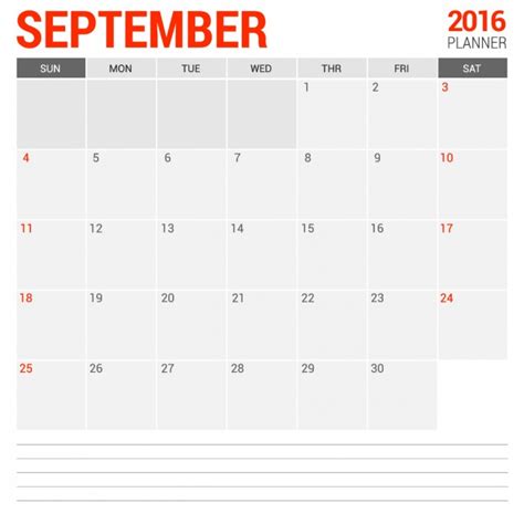 Calendario mensual septiembre 2016 | Descargar Vectores gratis