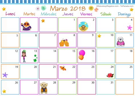 Calendario Multicolor   Marzo 2018   Calendario Multicolor ...