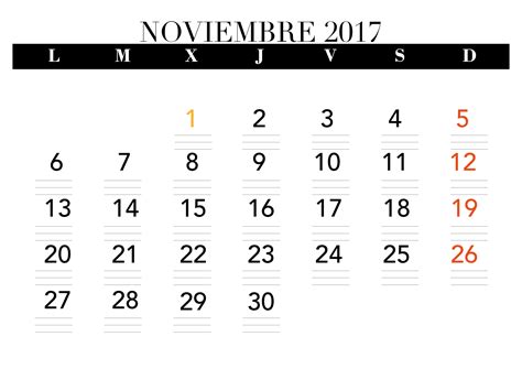 Calendario Noviembre 2017 para imprimir | Calendario 2018 ...