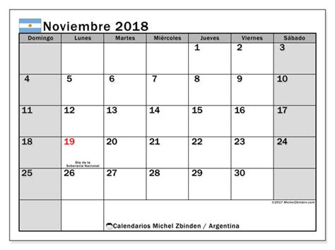 Calendario noviembre 2018, Argentina   Michel Zbinden  es