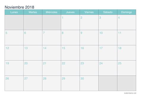 Calendario noviembre 2018 para imprimir   iCalendario.net