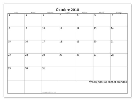 Calendario octubre 2018  53LD