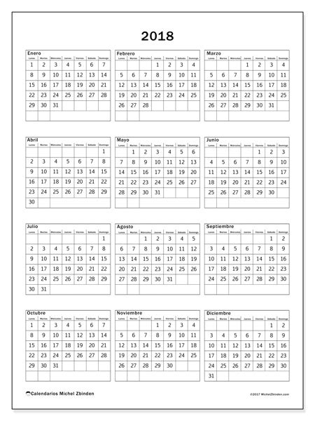 Calendario para imprimir 2018   Johannes   España