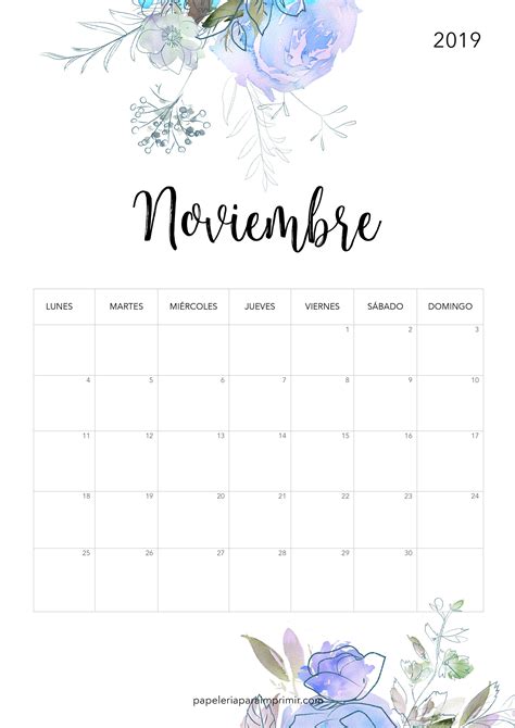 Calendario para imprimir 2019   Noviembre #calendario # ...
