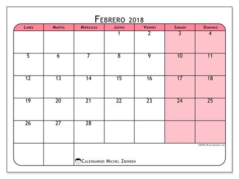 Calendario para imprimir febrero 2018   Olivarius 3   España