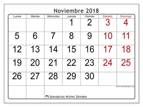 Calendario para imprimir noviembre 2018   Emericus   Chile