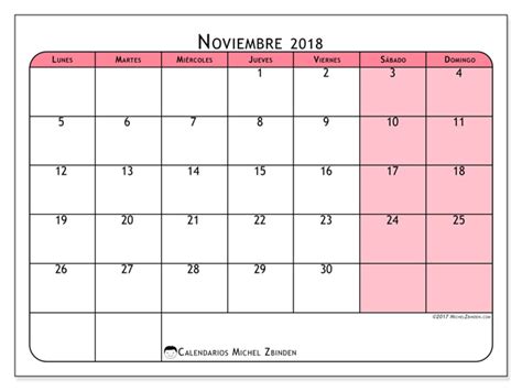 Calendario para imprimir noviembre 2018   Severinus   España